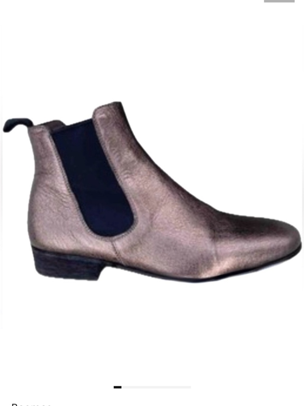 BOEMOS Vero Cuoio Leather Metallic Pewter Black Ankle Chelsea Boot Booties 8